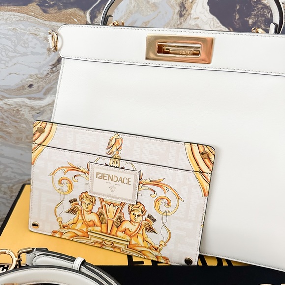 New! FENDI x VERSACE Medium Peekaboo ISEEU Vitello Nappa Fendace BaroqueSatchel - Picture 4 of 16